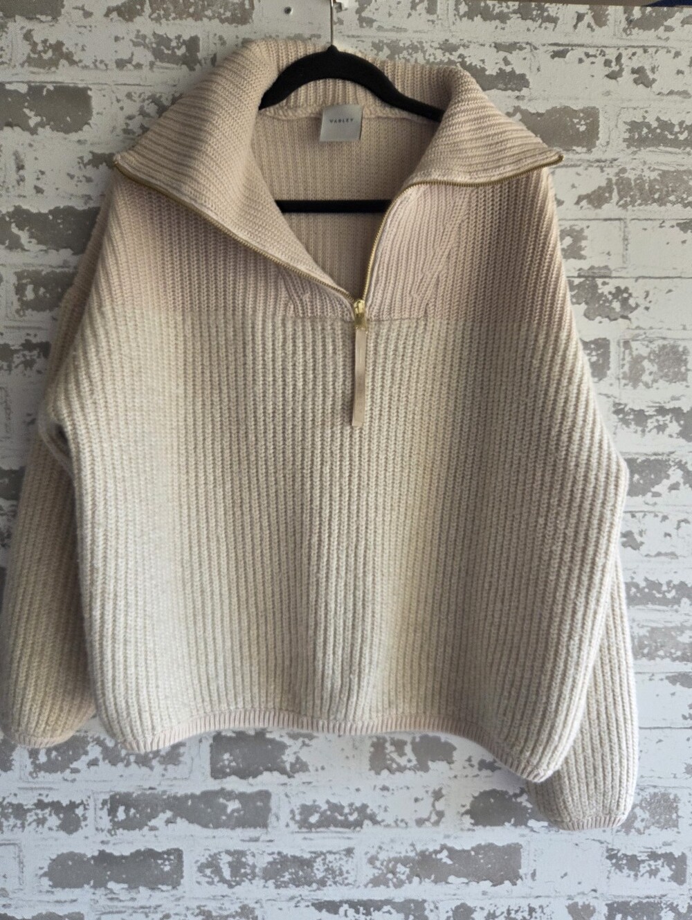 Varley Willard Half Zip 2.0 Pullover Sweater - Chunky Knit Cream - Large